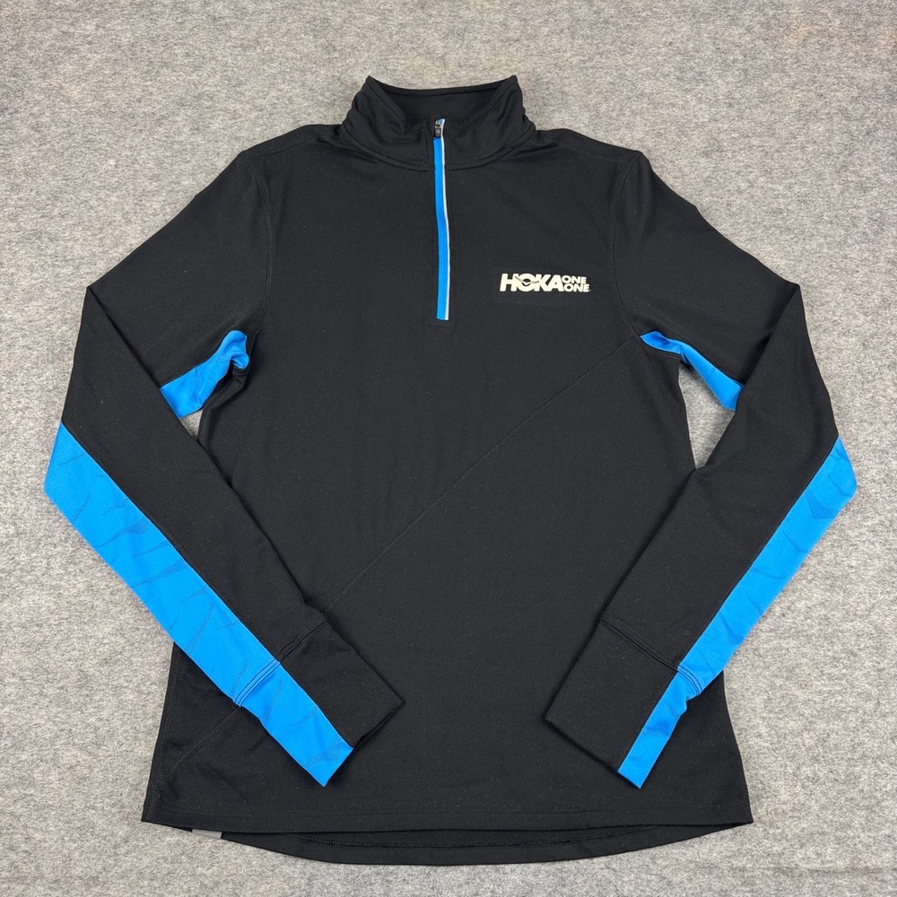 Rabbit 1/4 Zip Shirt HOKA Polyester Stretch Black Mens XS